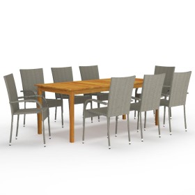 9-piece gray garden dining set by vidaXL, Garden sets - Ref: Foro24-3067882, Price: 521,99 €, Discount: %