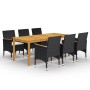 Juego de comedor de jardín de 7 piezas negro de vidaXL, Conjuntos de jardín - Ref: Foro24-3067863, Precio: 541,66 €, Descuent...