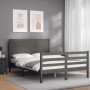 Estructura de cama con cabecero madera maciza gris 120x200 cm de vidaXL, Camas y somieres - Ref: Foro24-3194633, Precio: 154,...