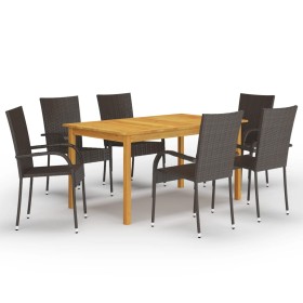 Garden dining set 7 pieces brown by vidaXL, Garden sets - Ref: Foro24-3067786, Price: 386,99 €, Discount: %