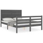 Estructura de cama con cabecero madera maciza gris 120x200 cm de vidaXL, Camas y somieres - Ref: Foro24-3194633, Precio: 154,...