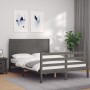 Estructura de cama con cabecero madera maciza gris 120x200 cm de vidaXL, Camas y somieres - Ref: Foro24-3194633, Precio: 154,...