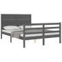 Estructura de cama con cabecero madera maciza gris 120x200 cm de vidaXL, Camas y somieres - Ref: Foro24-3194633, Precio: 154,...