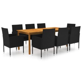 9-Piece Black Garden Dining Set by vidaXL, Garden sets - Ref: Foro24-3067931, Price: 646,99 €, Discount: %