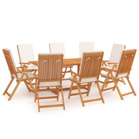 9-piece garden dining room with solid teak wood cushions by vidaXL, Garden sets - Ref: Foro24-3059570, Price: 1,00 €, Discoun...