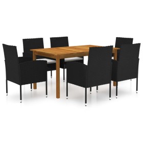 Juego de comedor para jardín de 7 piezas negro de vidaXL, Conjuntos de jardín - Ref: Foro24-3067835, Precio: 497,48 €, Descue...