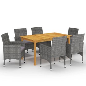 Set de comedor de jardín de 7 piezas gris de vidaXL, Conjuntos de jardín - Ref: Foro24-3067766, Precio: 538,74 €, Descuento: %