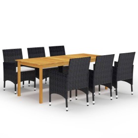 Black 7-Piece Garden Dining Set by vidaXL, Garden sets - Ref: Foro24-3067855, Price: 564,26 €, Discount: %