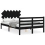 Estructura cama de matrimonio con cabecero madera maciza negra de vidaXL, Camas y somieres - Ref: Foro24-3195260, Precio: 136...