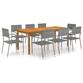 Juego de comedor de jardín 9 piezas gris de vidaXL, Conjuntos de jardín - Ref: Foro24-3067925, Precio: 526,30 €, Descuento: %