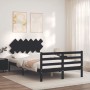 Estructura cama de matrimonio con cabecero madera maciza negra de vidaXL, Camas y somieres - Ref: Foro24-3195260, Precio: 136...