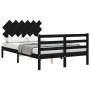 Estructura cama de matrimonio con cabecero madera maciza negra de vidaXL, Camas y somieres - Ref: Foro24-3195260, Precio: 136...