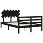 Estructura cama de matrimonio con cabecero madera maciza negra de vidaXL, Camas y somieres - Ref: Foro24-3195260, Precio: 136...