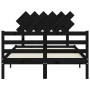 Estructura cama de matrimonio con cabecero madera maciza negra de vidaXL, Camas y somieres - Ref: Foro24-3195260, Precio: 136...