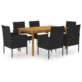 Juego de comedor para jardín de 7 piezas negro de vidaXL, Conjuntos de jardín - Ref: Foro24-3067837, Precio: 489,99 €, Descue...