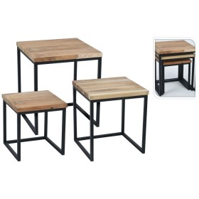 H&S Collection 3-piece teak wood side table set by H&S Collection, Side tables - Ref: Foro24-436336, Price: 207,99 €, Discoun...