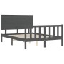 Estructura de cama con cabecero madera maciza gris 140x190 cm de vidaXL, Camas y somieres - Ref: Foro24-3193383, Precio: 152,...