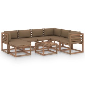 Juego de muebles de jardín 8 piezas con cojines gris taupe de vidaXL, Conjuntos de jardín - Ref: Foro24-3067532, Precio: 496,...