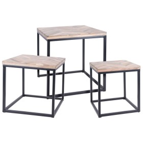 H&S Collection 3-piece teak wood side table set by H&S Collection, Side tables - Ref: Foro24-436192, Price: 128,99 €, Discoun...