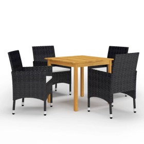 Juego de comedor de jardín de 5 piezas negro de vidaXL, Conjuntos de jardín - Ref: Foro24-3067671, Precio: 345,18 €, Descuent...