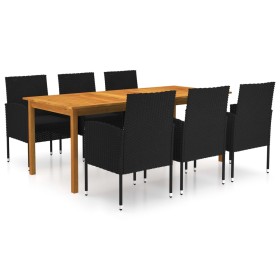 Juego de comedor para jardín de 7 piezas negro de vidaXL, Conjuntos de jardín - Ref: Foro24-3067928, Precio: 557,66 €, Descue...