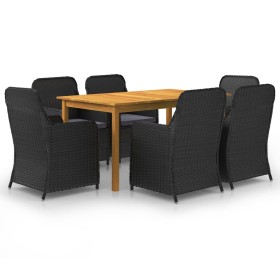 Juego de comedor para jardín de 7 piezas negro de vidaXL, Conjuntos de jardín - Ref: Foro24-3067820, Precio: 961,74 €, Descue...