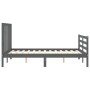 Gray solid wood bed frame with headboard 140x190 cm by vidaXL, Beds and slatted bases - Ref: Foro24-3193773, Price: 159,21 €,...