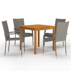 Juego de comedor para jardín 5 piezas gris de vidaXL, Conjuntos de jardín - Ref: Foro24-3067694, Precio: 278,99 €, Descuento: %