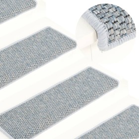 Self-adhesive sisal stair tread mat, set of 15, blue, 65x21x4 cm by vidaXL, Stair mats - Ref: Foro24-326886, Price: 98,58 €, ...