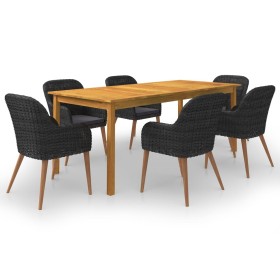 Juego de comedor para jardín de 7 piezas negro de vidaXL, Conjuntos de jardín - Ref: Foro24-3067918, Precio: 788,99 €, Descue...