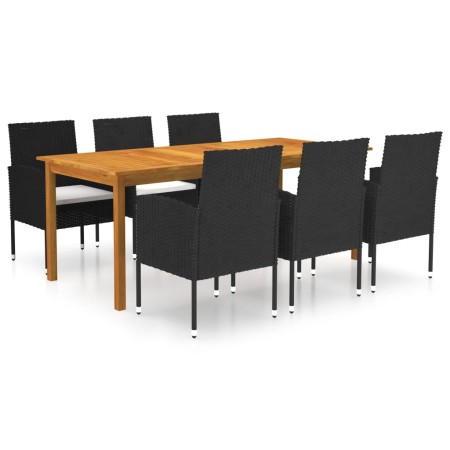 Juego de comedor para jardín de 7 piezas negro de vidaXL, Conjuntos de jardín - Ref: Foro24-3067926, Precio: 553,16 €, Descue...