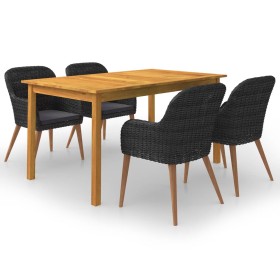 Juego de comedor para jardín 5 piezas negro de vidaXL, Conjuntos de jardín - Ref: Foro24-3067824, Precio: 508,42 €, Descuento: %