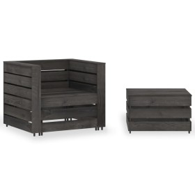 Garden furniture pallets 2 pieces impregnated pine wood gray by vidaXL, Modular outdoor sofas - Ref: Foro24-316199, Price: 10...