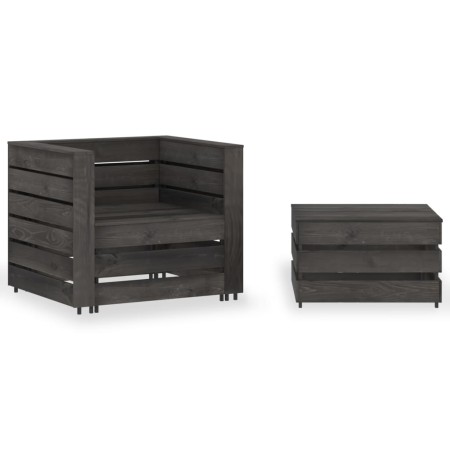 Garden furniture pallets 2 pieces impregnated pine wood gray by vidaXL, Modular outdoor sofas - Ref: Foro24-316199, Price: 95...