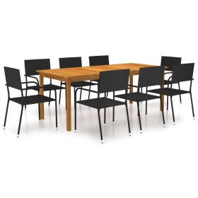 Juego de comedor de jardín de 9 piezas negro de vidaXL, Conjuntos de jardín - Ref: Foro24-3067924, Precio: 508,89 €, Descuent...