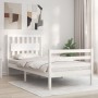 White solid wood bed frame with headboard 90x200 cm by vidaXL, Beds and slatted bases - Ref: Foro24-3194297, Price: 106,04 €,...