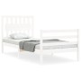 White solid wood bed frame with headboard 90x200 cm by vidaXL, Beds and slatted bases - Ref: Foro24-3194297, Price: 106,04 €,...