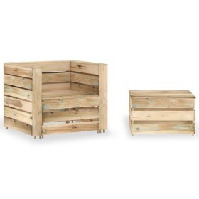 Gartenpalettenmöbel-Set 2-teilig aus imprägniertem Kiefernholz von vidaXL, Modulare Sofas für den Außenbereich - Ref: Foro24-...