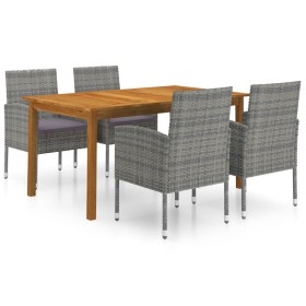 Juego de comedor para jardín de 5 piezas gris de vidaXL, Conjuntos de jardín - Ref: Foro24-3067833, Precio: 401,99 €, Descuen...