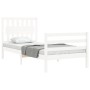 White solid wood bed frame with headboard 90x200 cm by vidaXL, Beds and slatted bases - Ref: Foro24-3194297, Price: 106,04 €,...