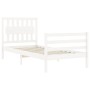 White solid wood bed frame with headboard 90x200 cm by vidaXL, Beds and slatted bases - Ref: Foro24-3194297, Price: 106,04 €,...