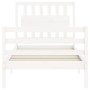 White solid wood bed frame with headboard 90x200 cm by vidaXL, Beds and slatted bases - Ref: Foro24-3194297, Price: 106,04 €,...