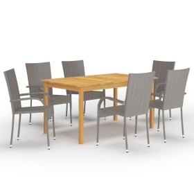 Juego de comedor para jardín de 7 piezas gris de vidaXL, Conjuntos de jardín - Ref: Foro24-3067788, Precio: 386,99 €, Descuen...