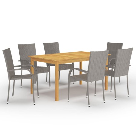 Juego de comedor para jardín de 7 piezas gris de vidaXL, Conjuntos de jardín - Ref: Foro24-3067788, Precio: 386,09 €, Descuen...