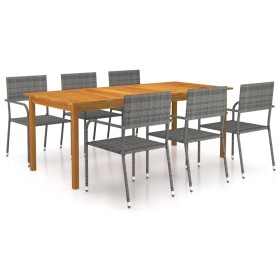 Juego de comedor para jardín de 7 piezas gris de vidaXL, Conjuntos de jardín - Ref: Foro24-3067923, Precio: 378,99 €, Descuen...