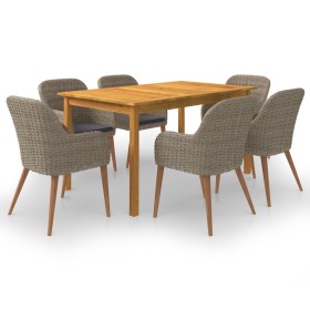 Brown 7-piece garden dining set by vidaXL, Garden sets - Ref: Foro24-3067827, Price: 859,99 €, Discount: %