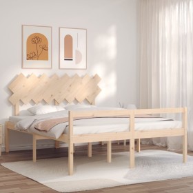 Bed for seniors with solid wood headboard 160x200cm by vidaXL, Beds and slatted bases - Ref: Foro24-3195556, Price: 175,37 €,...