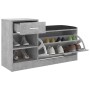 Concrete gray engineered wood shoe bench 94.5x31x57 cm by vidaXL, Shoe racks and shoe organizers - Ref: Foro24-326745, Price:...