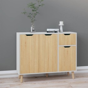 Sideboard aus weißem Holzwerkstoff und Sonoma-Eiche, 90 x 30 x 72 cm von vidaXL, Sideboards - Ref: Foro24-326818, Preis: 120,...