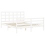 White solid wood bed frame with headboard 160x200 cm by vidaXL, Beds and slatted bases - Ref: Foro24-3193997, Price: 140,02 €...